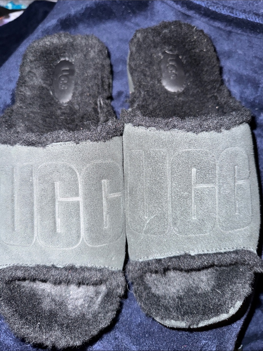 UGG Men’s Black Suede Shearling Slide Sandals